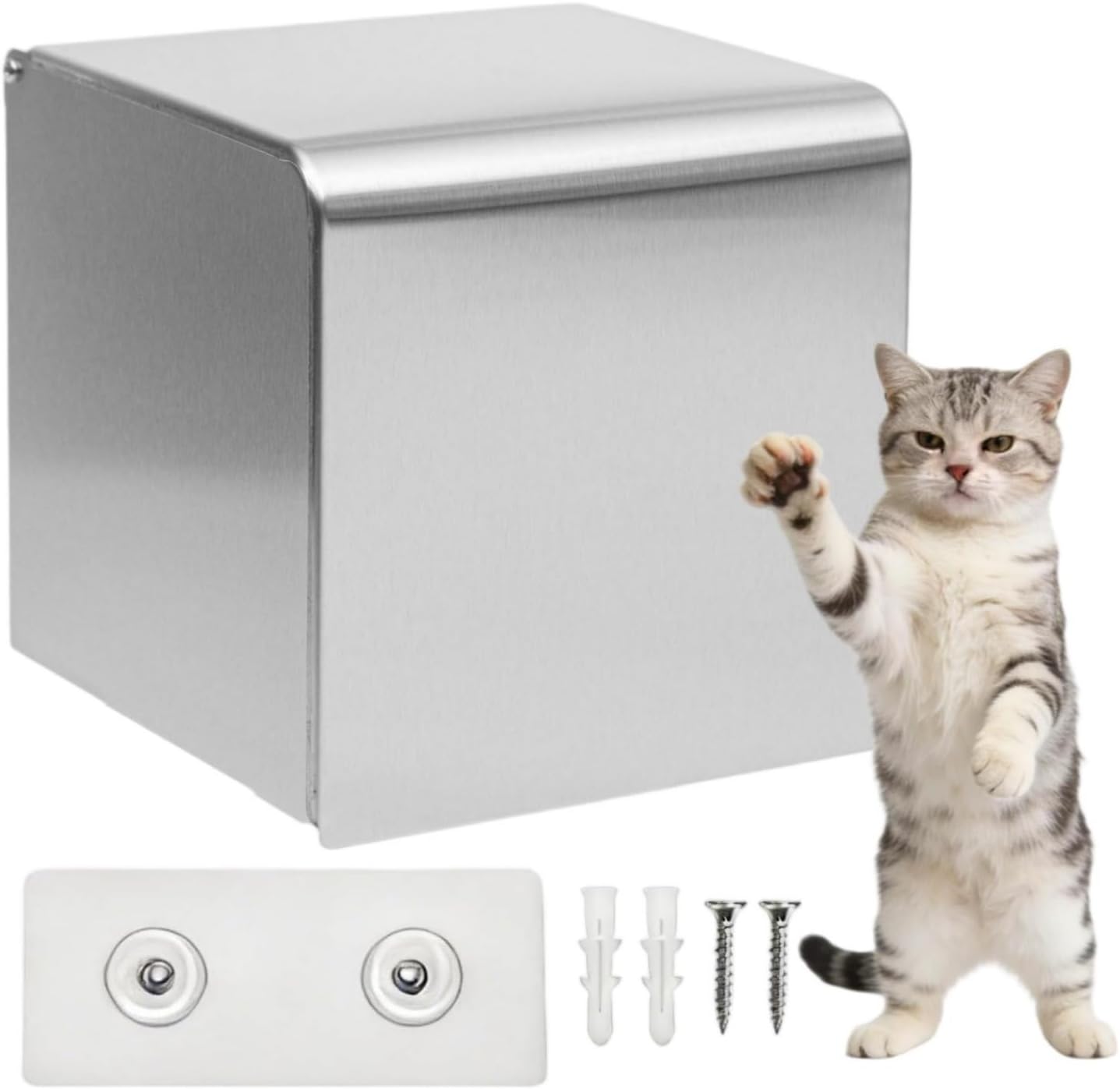 Soporte papel higiénico acero inox cubierto anti mascotas