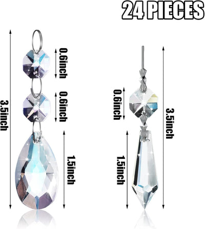 24 Pzas Candelabros Cristal 1.496pulg Forma Lágrima