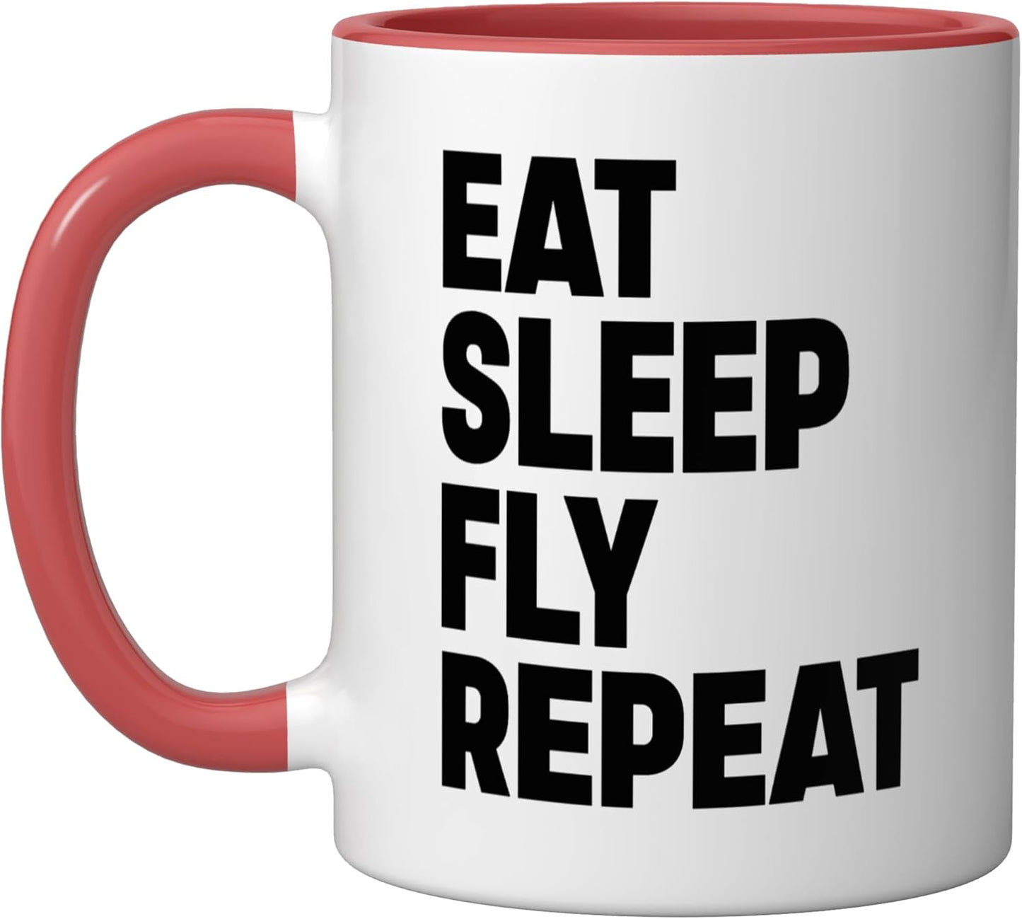 Taza Cerámica Eat Sleep Fly Repeat Roja/Blanca