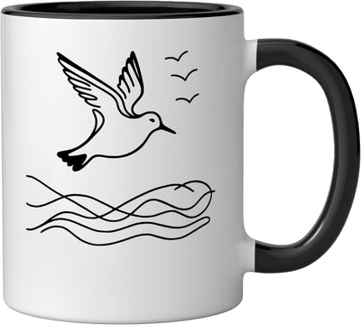 Taza cerámica Dunlin Line Art Birdwatcher negra/blanca