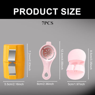 Mini pelador de huevos de 7 piezas con abridores y separadores