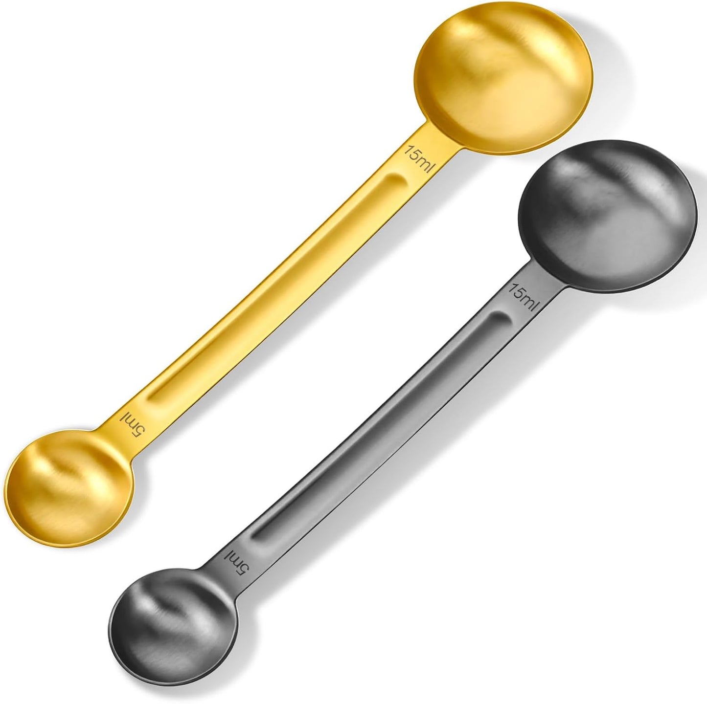 2 Cucharas Medidoras Acero Inox 0.2-0.5oz Doble Mango