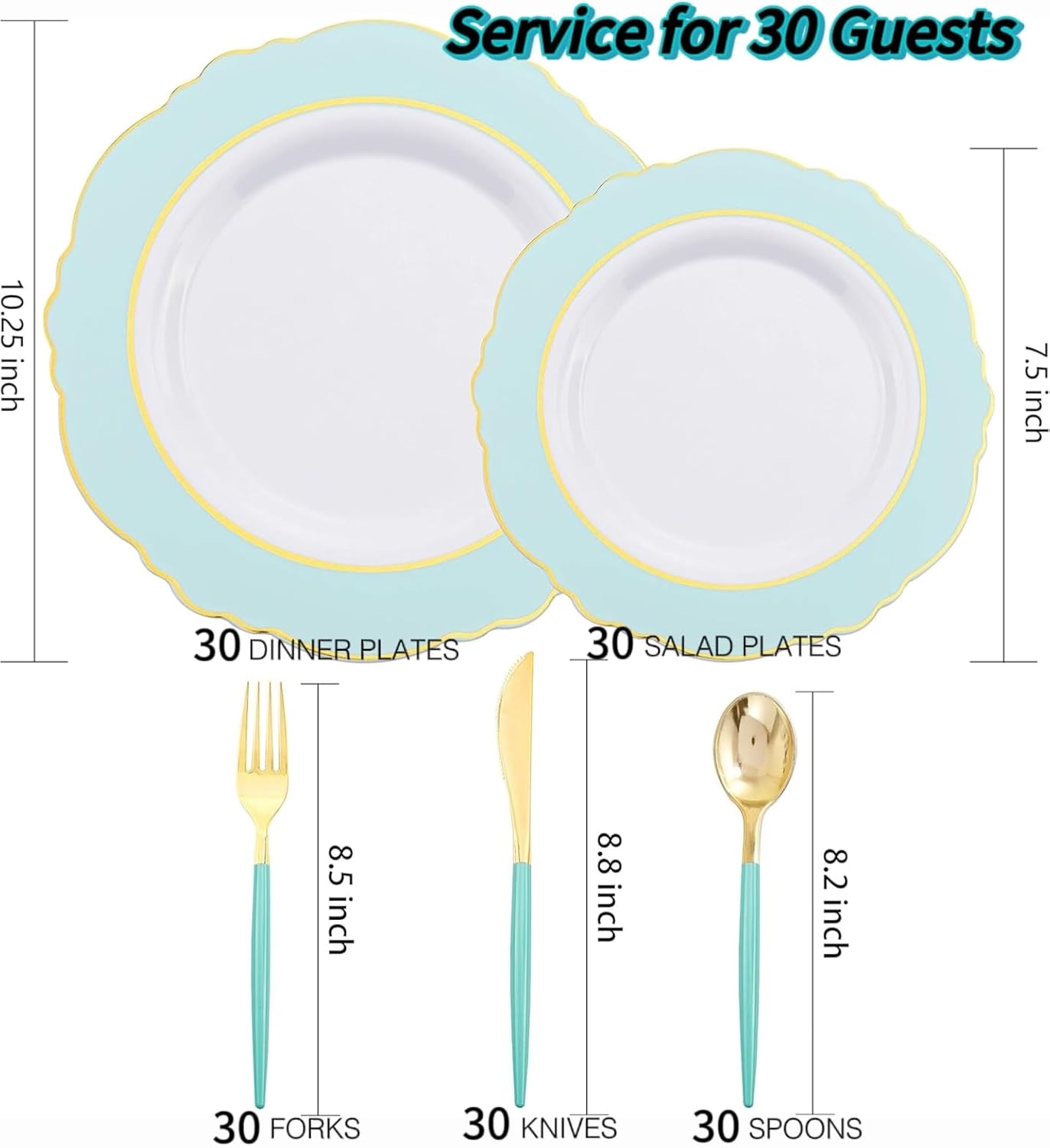 Platos plásticos verdes menta set 30 y 100 pcs