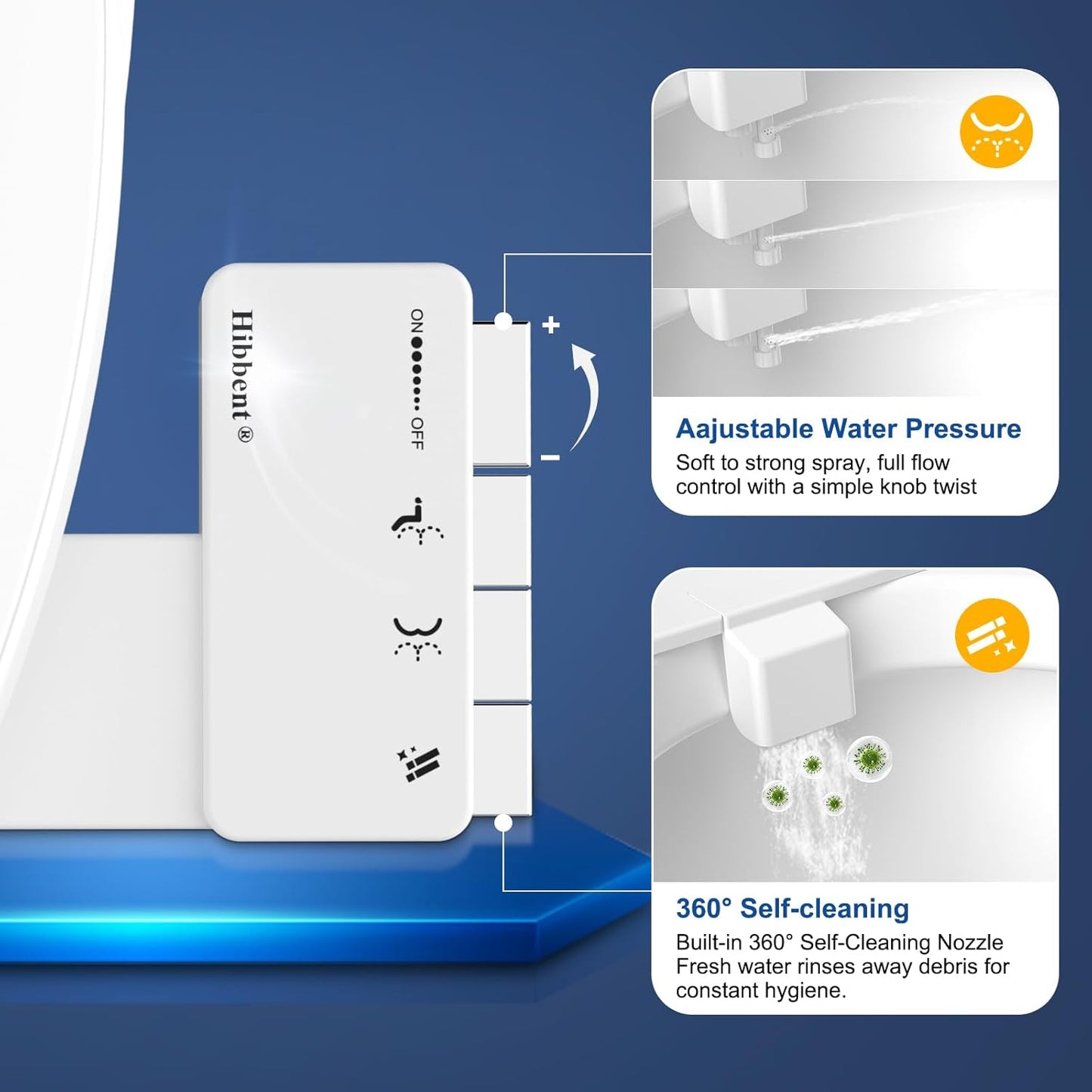 2 Accesorios Bidé Inodoro Control Presión Ajustable Cromado
