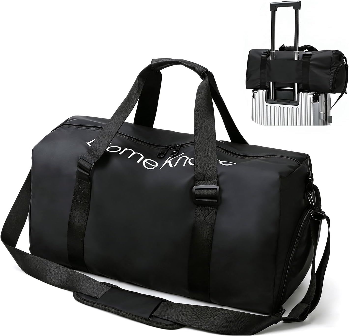 Bolsa gimnasio impermeable con compartimento zapatos negro