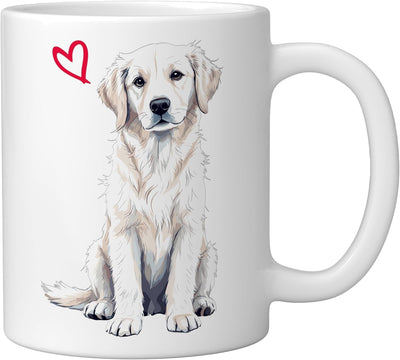 Taza cerámica para perro golden retriever en blanco