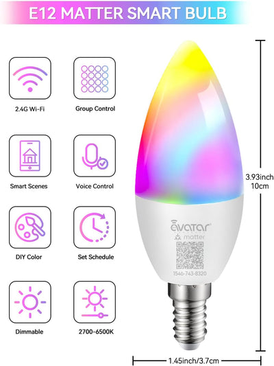 Bombilla inteligente E12 RGB para candelabro comp Apple Home Alexa
