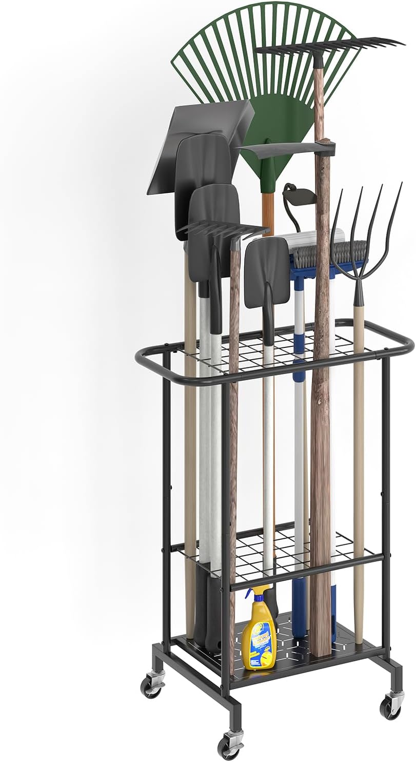 Organizador herramientas jardín con ruedas estante metal resistente