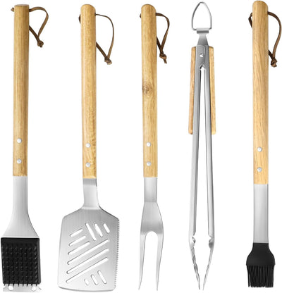 Set 5 Herramientas Barbacoa Acero Inox Espátula Tenedor