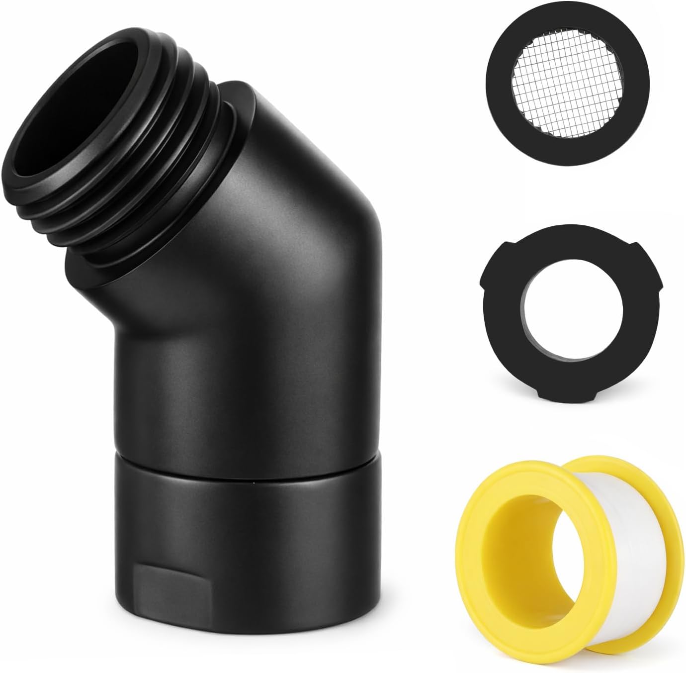 Adaptador codo ducha 135° negro