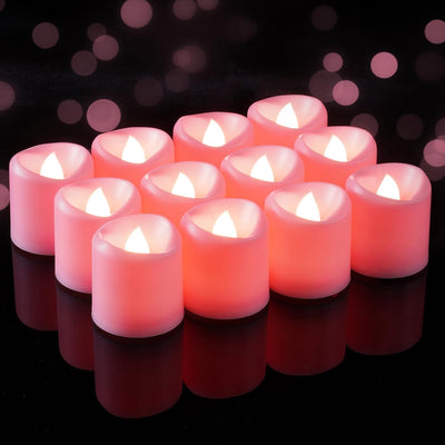 24 Velas Votivas LED Parpadeantes Rosa Bateria 100h Bodas