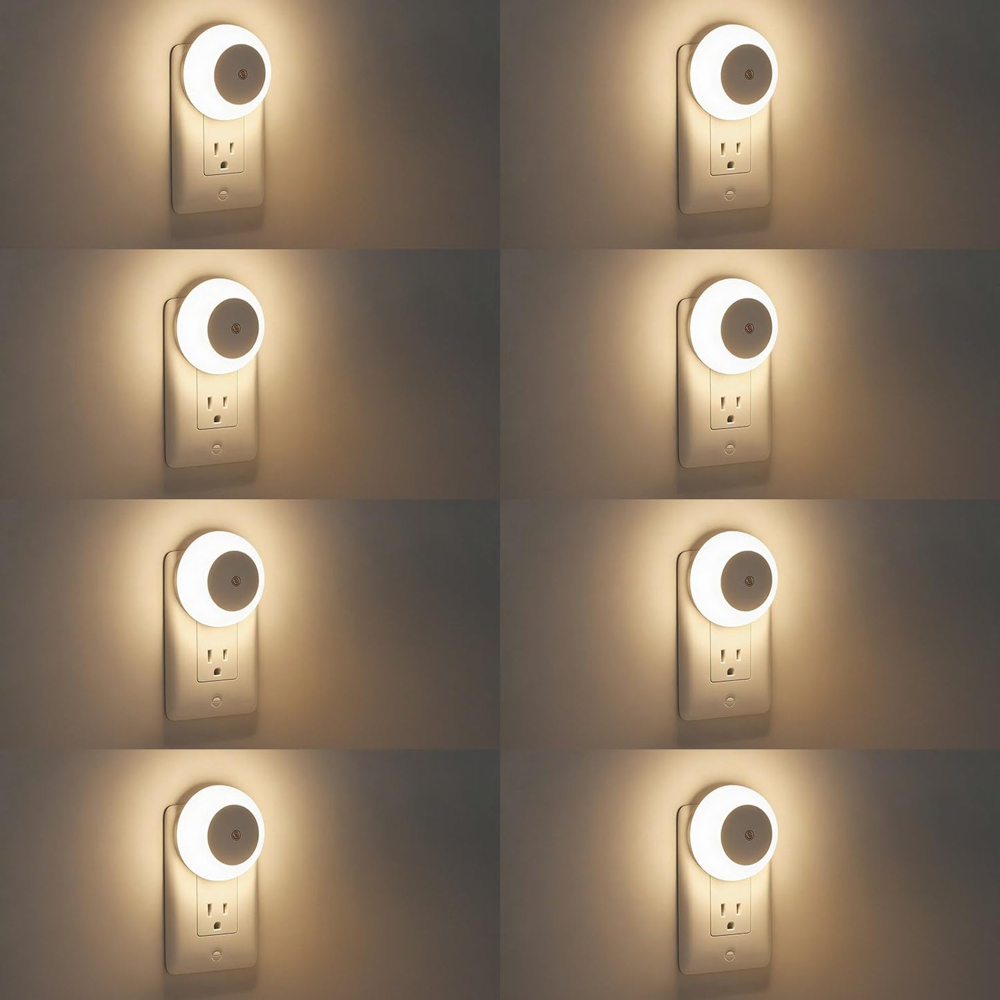 Luz Nocturna LED Blanca Cálida Sensor Amanecer 8 Pzas