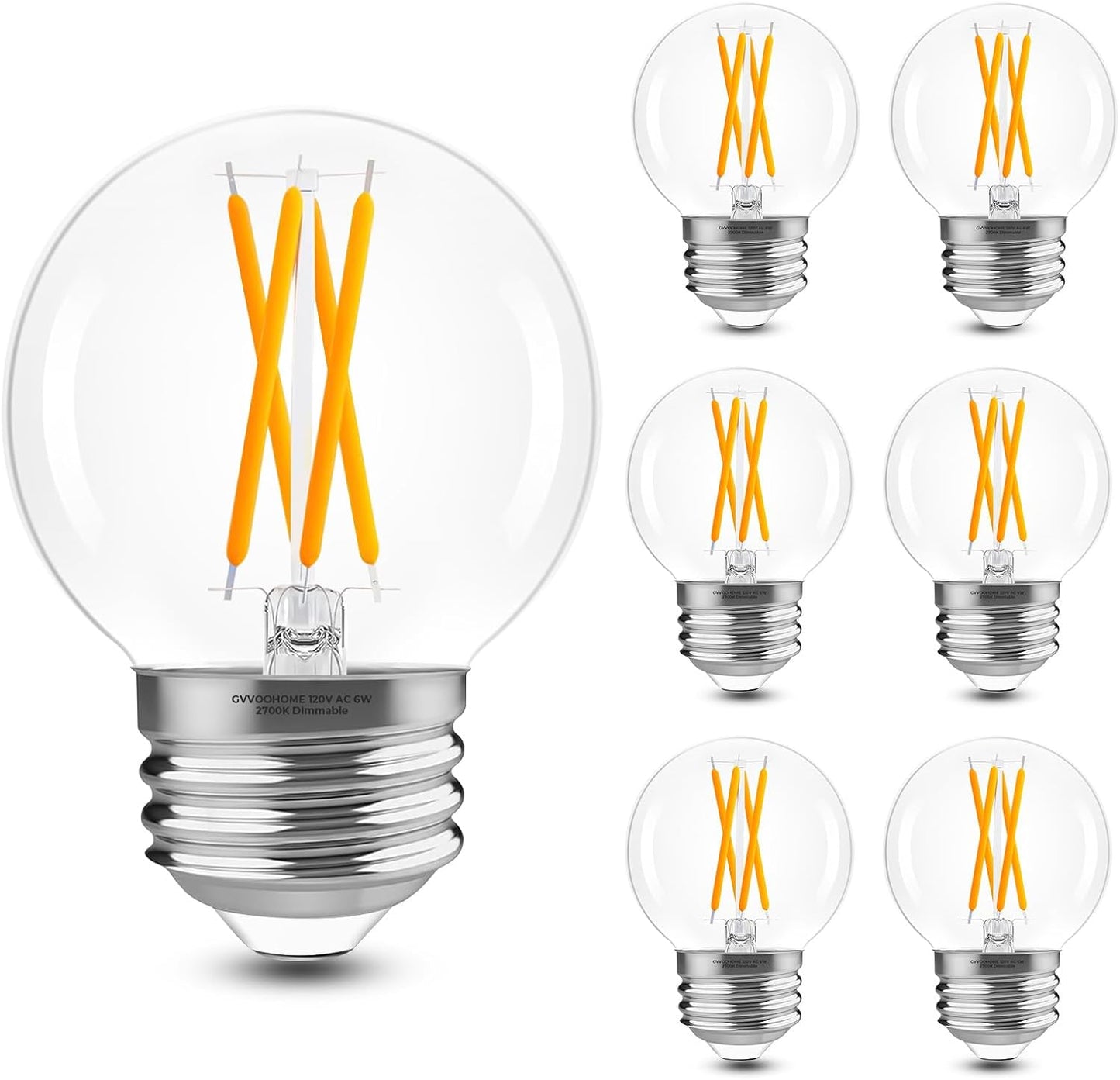 Bombilla LED E26 G16.5 Edison regulable 6W blanco cálido 2700K