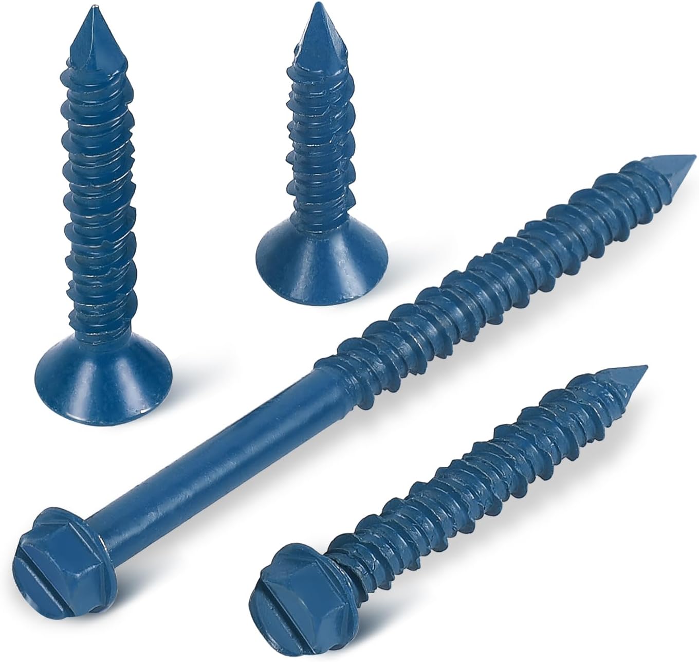 Tornillos hormigón 3/16x1 set 100pzas cabeza hexagonal azul