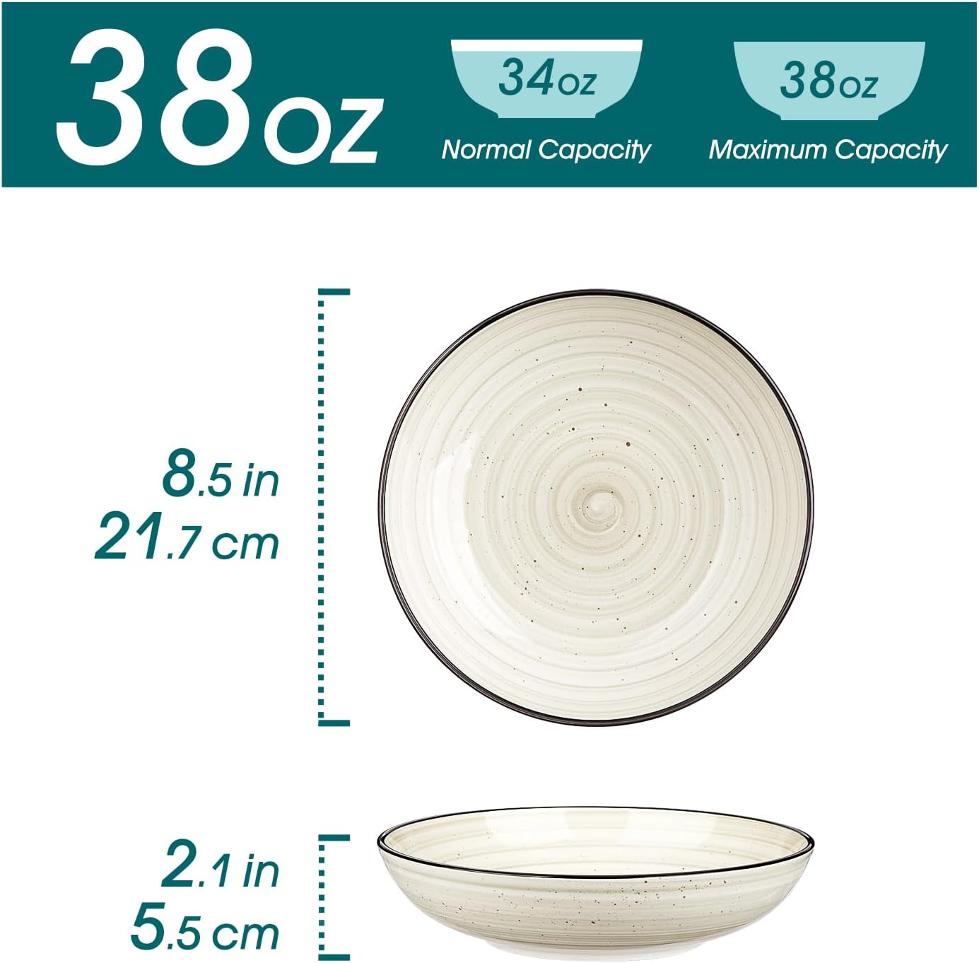 Set 6 Cuencos Cerámica con Tapas 38oz