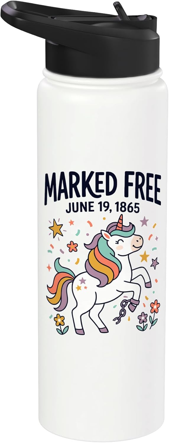 Botella agua aislada acero inox unicornio Juneteenth