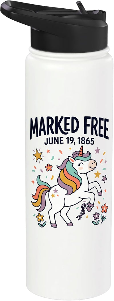 Botella agua aislada acero inox unicornio Juneteenth