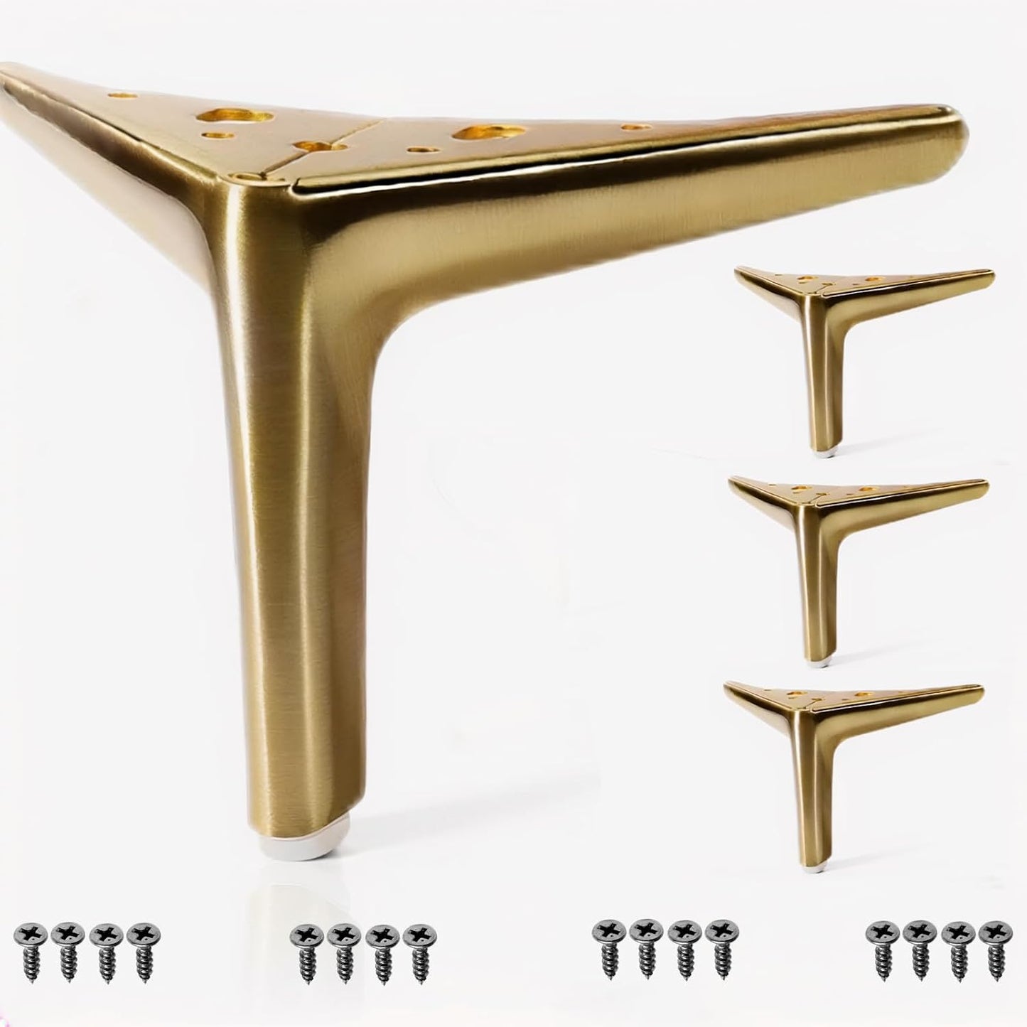Set 4 Patas Metal Sofá 6pulg Dorado Resistente