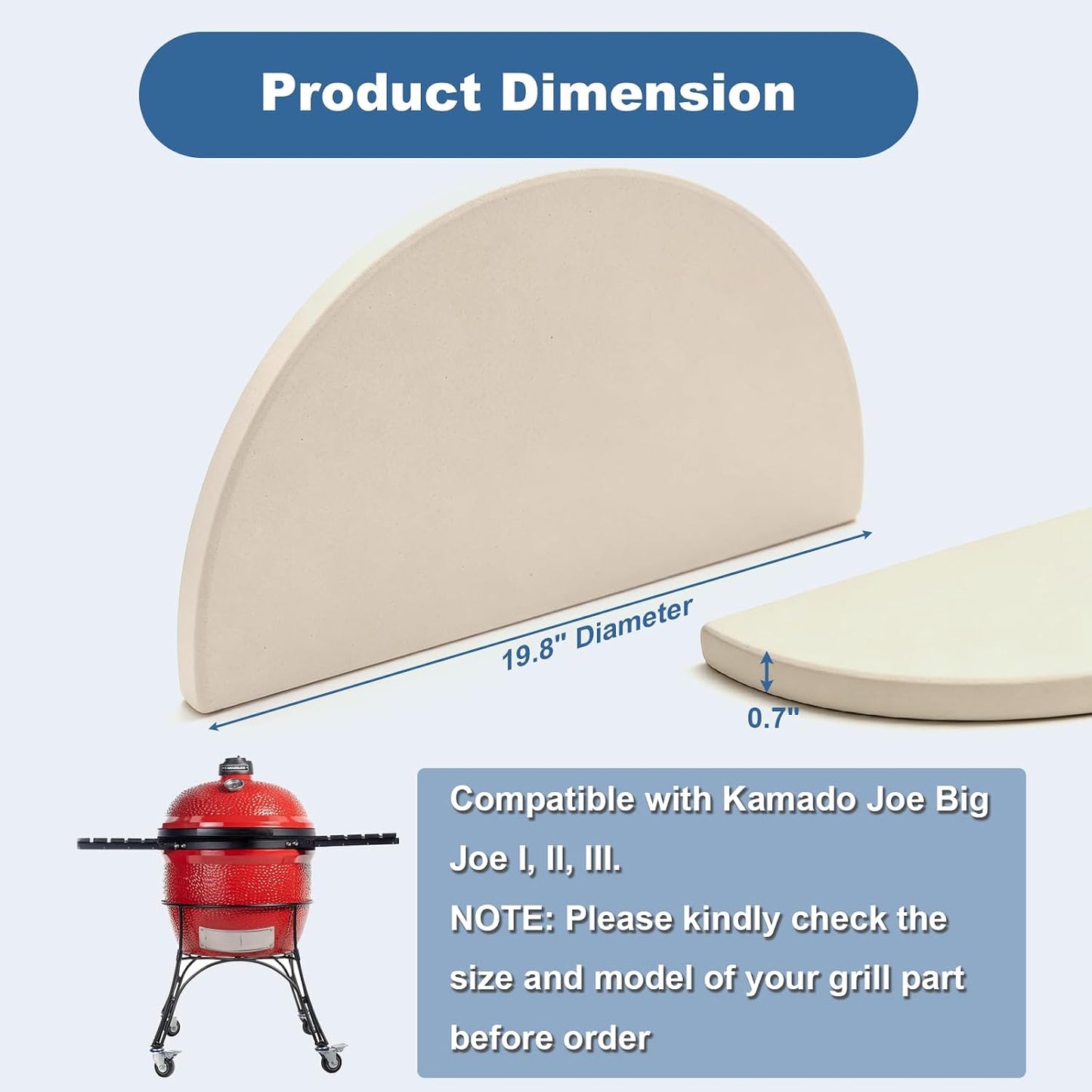 Placas deflectoras calor 19.8pulg para Kamado Joe y Big Green Egg