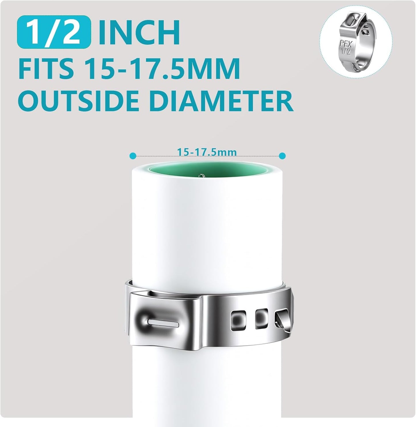 Anillos crimpado PEX 1/2pulg set 140 acero inox 304