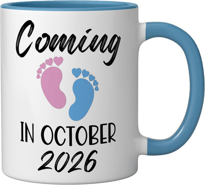 Taza de cerámica para baby shower niño niña azul blanco