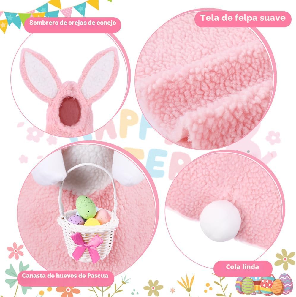 Disfraz conejo Pascua 23pulg rosa cesta blanca jardín