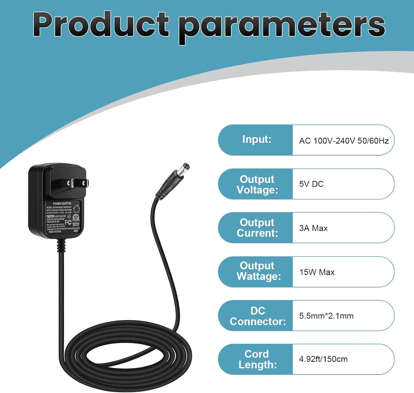 Fuente alimentación 5V 3A set 2 adaptadores LED