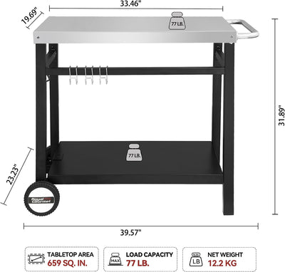 Carrito comedor acero inox doble estante plateado