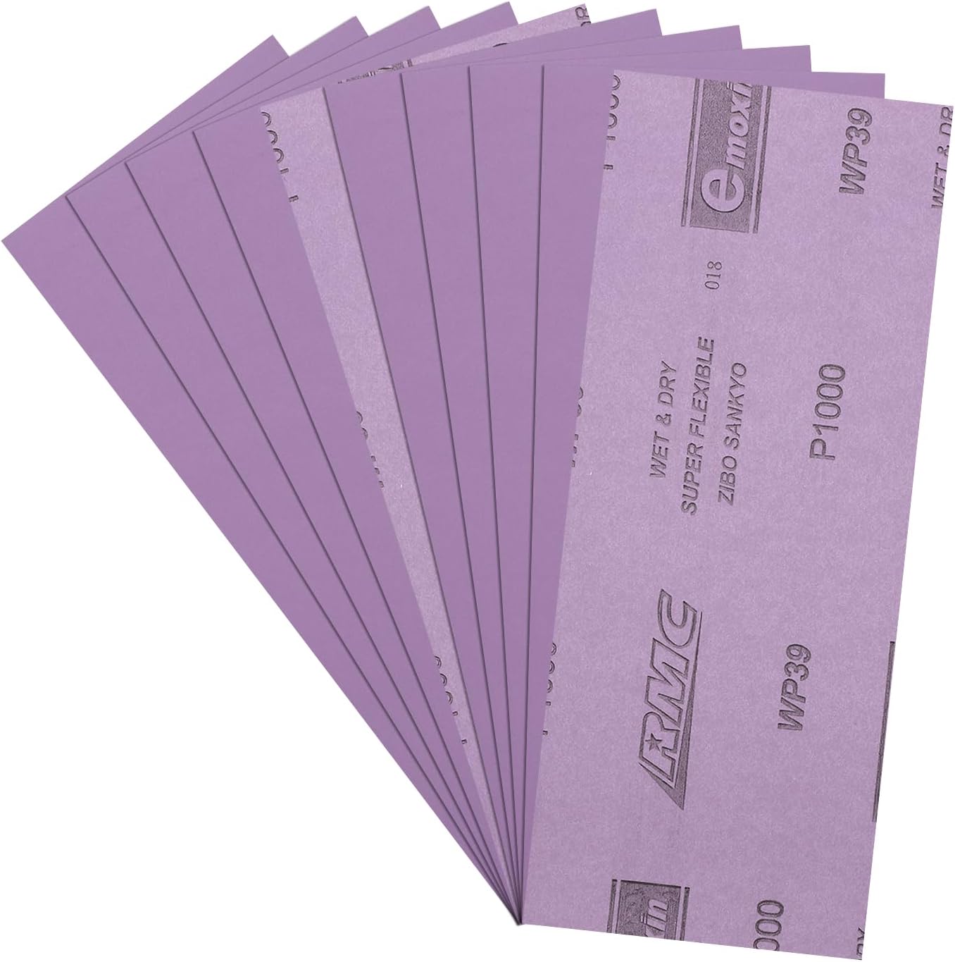 Papel lija 3.6x9pulg 1000granos para madera y metal púrpura