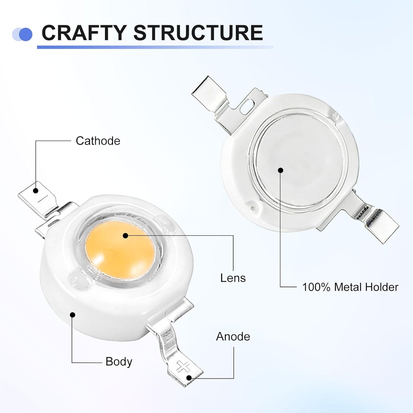 Lámpara LED COB 1.8-3.4V 10 Pzas Amarillo Dorado para Experimentos