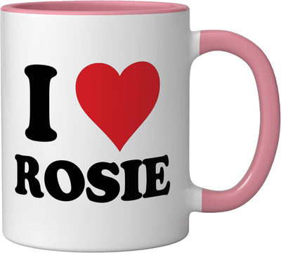 Taza Cerámica Personalizada I Heart Rosie Rosa/Blanco