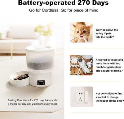 Comedero automático gatos batería 270 días recargable modo lento