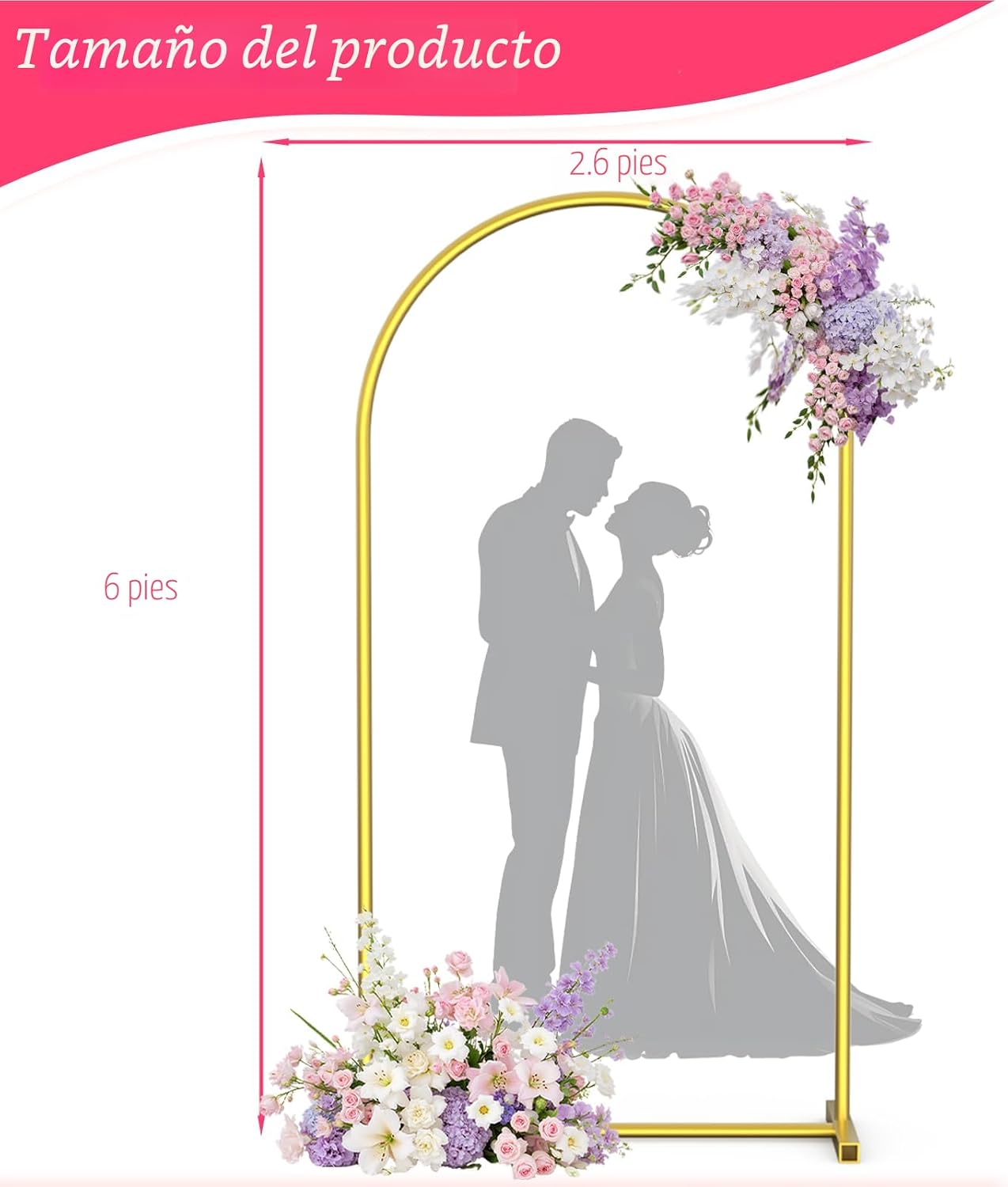 Soporte arco boda 6ft metal dorado decoración globos