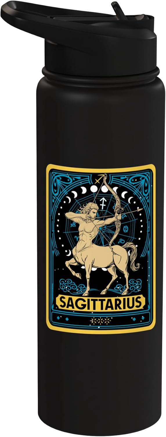 Botella de agua acero inoxidable con símbolo zodiacal Sagittarius