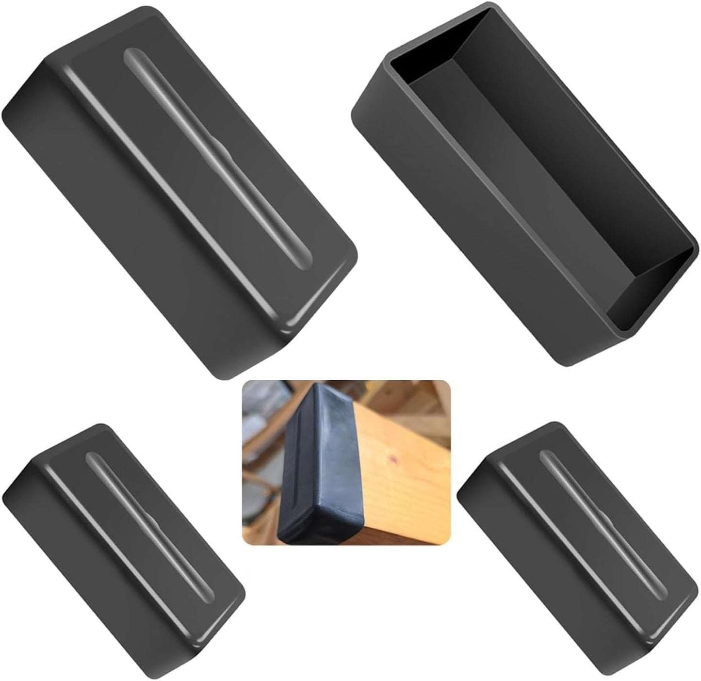 4 Tapas Extremo Poste Madera 1.5x3.5pulg Cubierta Goma
