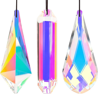 3 Prismas Cristal 5pulg Colgantes AB Atrapasol Luz Arcoíris