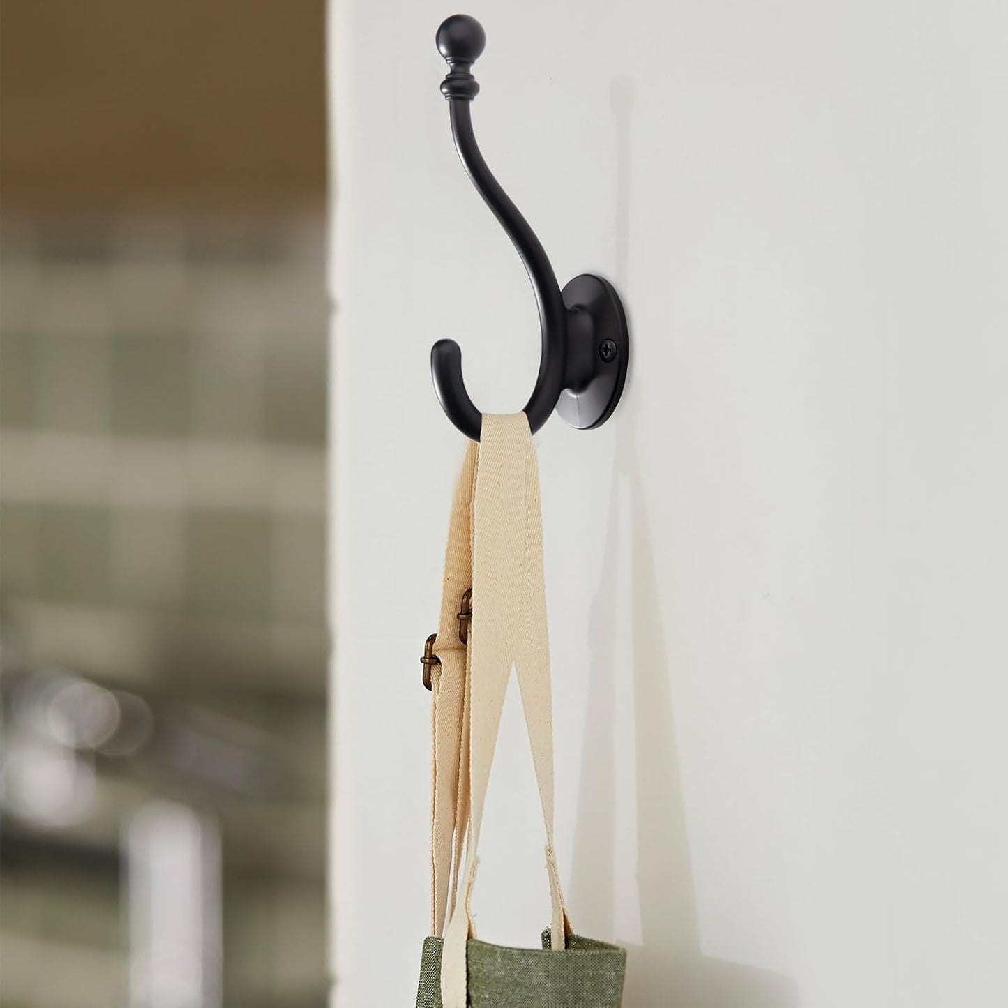 Set 3 Ganchos Toalla Negro Mate Para Baño Dormitorio