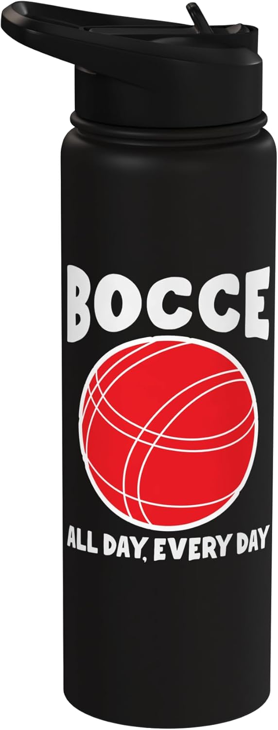 Botella de agua acero inoxidable aislada diseño jugador bocce