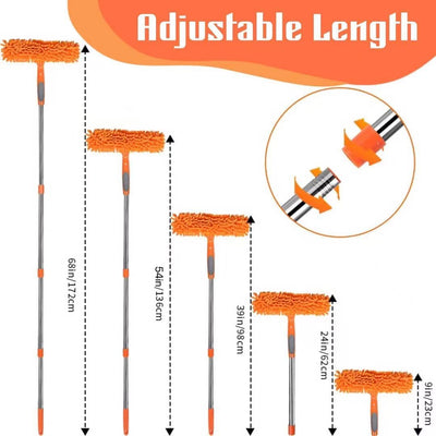 Kit limpiador ventanas 2en1 poste flexible naranja