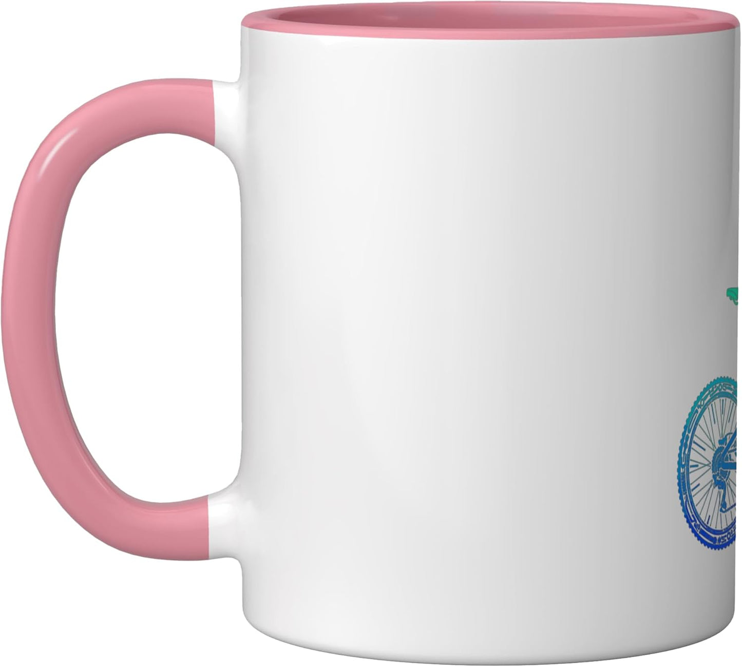 Taza Cerámica para Ciclistas de Montaña Rosa/Blanca