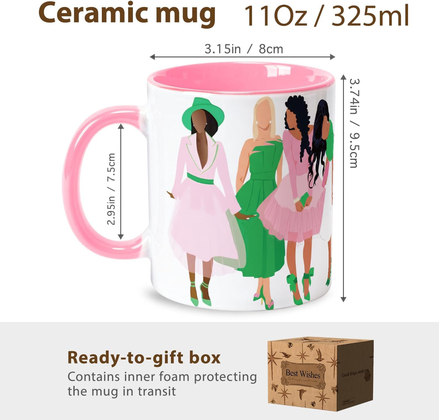 Taza de café para mujer regalo sorority Alpha Kappa AKA