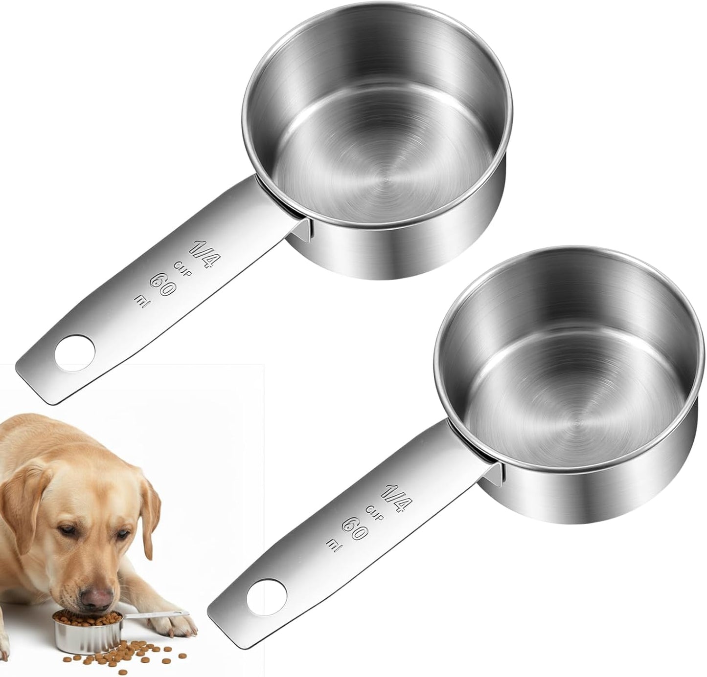 2 Cucharas Medidoras Acero Inox 2.0oz para Mascotas