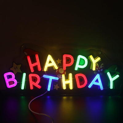 Letrero LED "Happy Birthday" estilo arcade neon