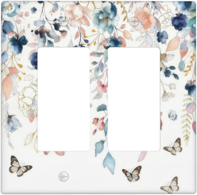 Cubierta interruptor luz floral acuarela azul placa pared doble