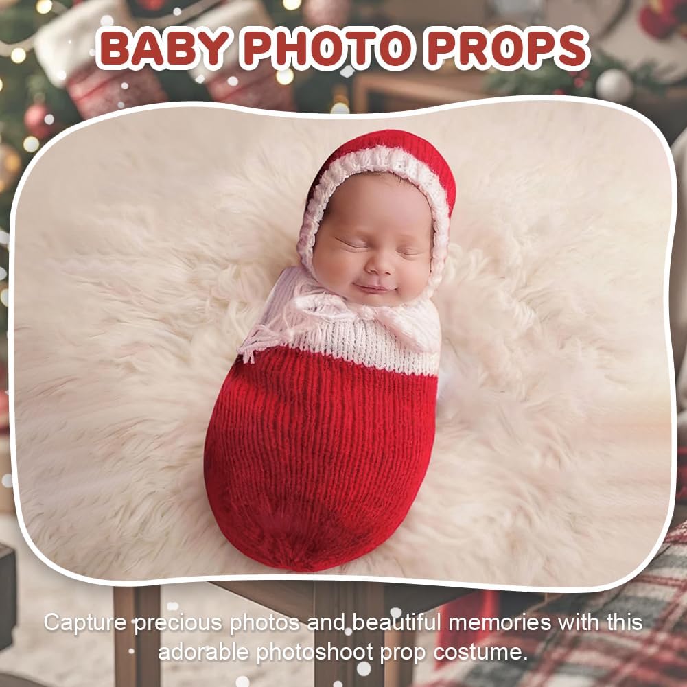 Conjunto foto bebé Navidad ropa punto accesorios