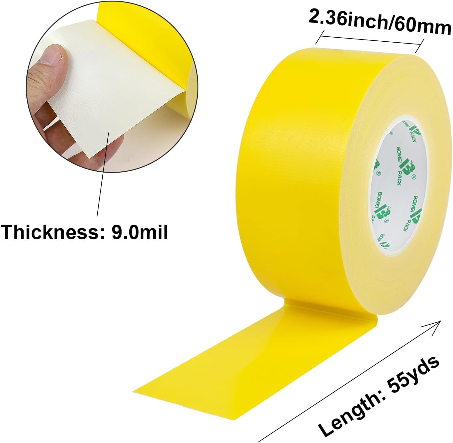 Cinta adhesiva 2.5pulg amarillo industrial 55yardas resistente UV