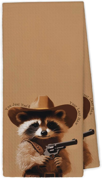 Toalla de cocina de mapache vaquero occidental 16 x 24 pulgadas