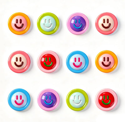 Juego 12 imanes decorativos 3D cara sonriente para nevera y pizarra