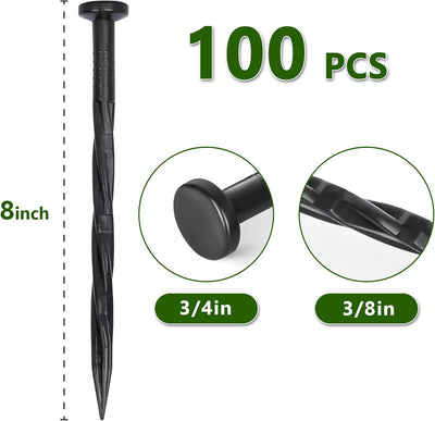 100 Pzas Estacas Plástico 8pulg para Jardín Bordes