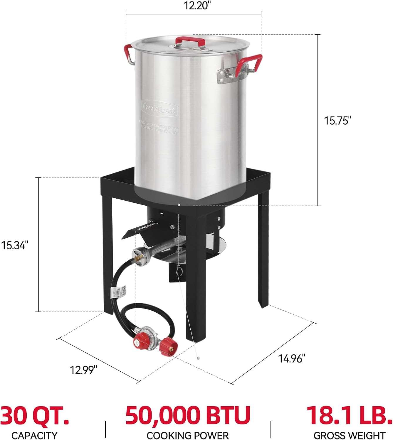 Juego ollas aluminio freidora pavo 30qt 50000BTU
